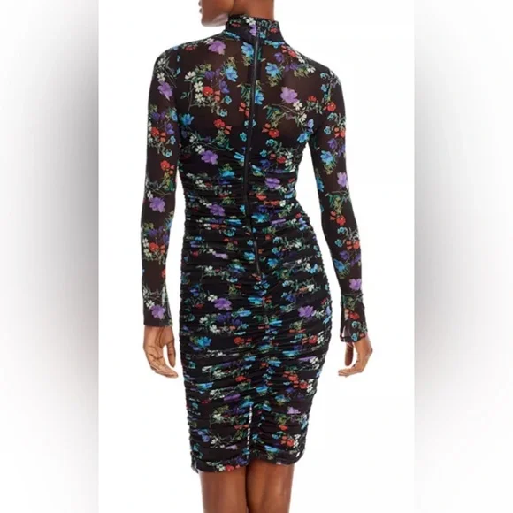 NEW!!! Alice + Olivia Delora Floral Long Sleeve Ruched Turtleneck Dress - Picture 5 of 14